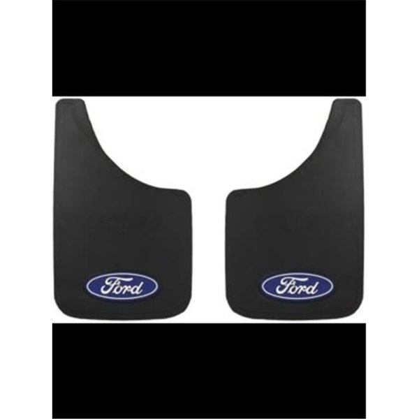 Plasticolor Plasticolor P23-000488R01 15 x 9 in. Easy Fit Black Mud Flaps with Ford Logo; Black P23-000488R01